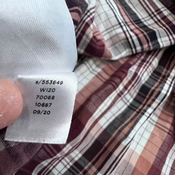 Ann Taylor LOFT Womens Button Up Shirt Blouse Medium Long Sleeve Plaid High Neck - Picture 12 of 14